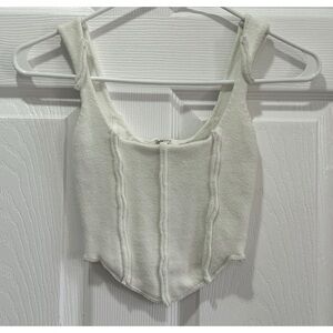 Danielle Guizio Women’s White Knitted Corset Top Size Small Stretch Zipper